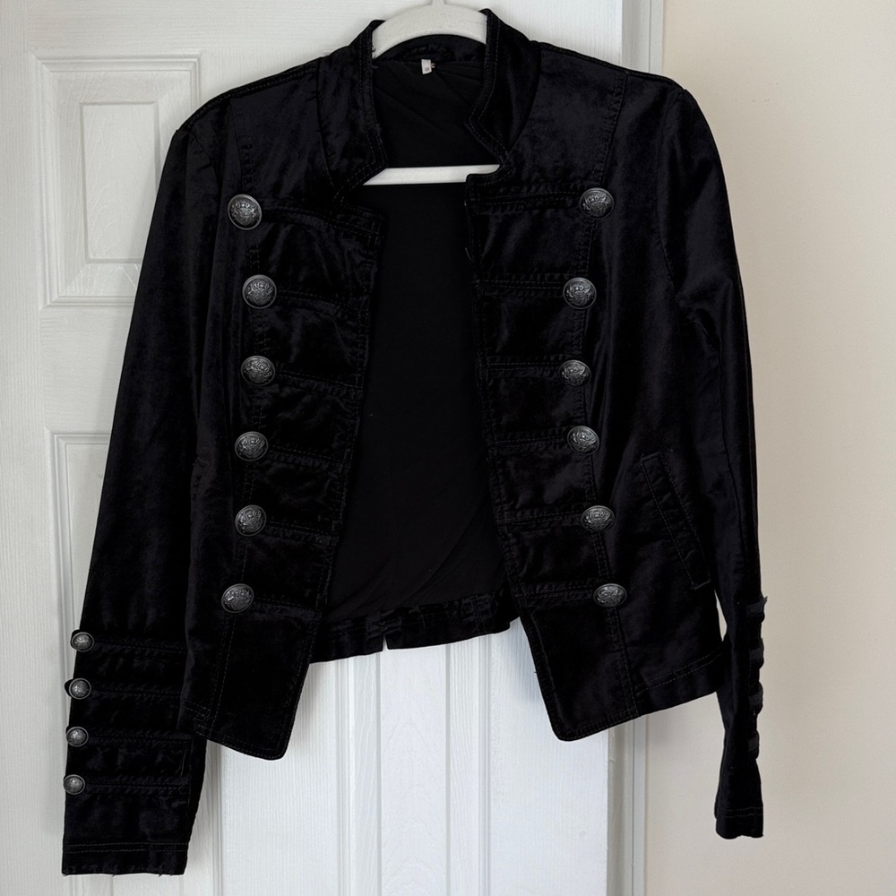 Free People Black Military-Style Blazer